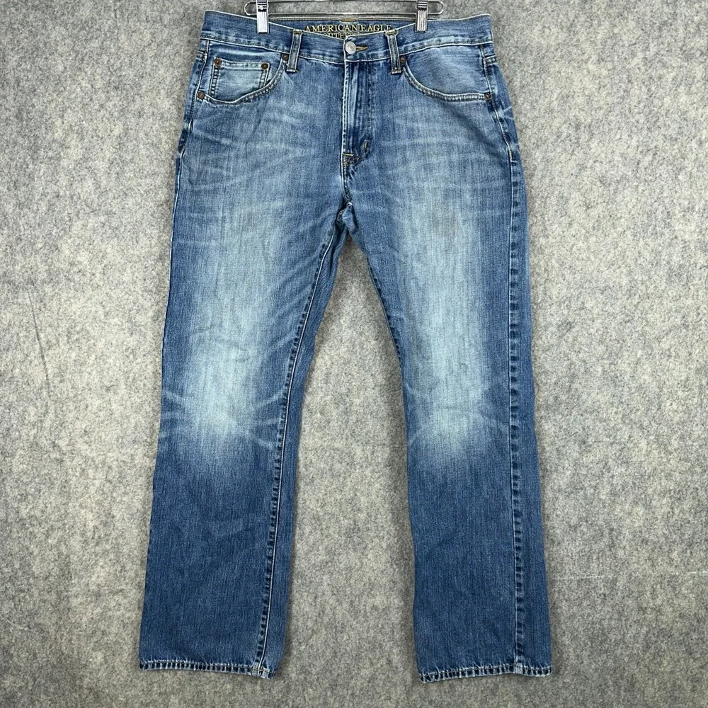 American Eagle Jeans Mens 34x30 Blue Original Boot Denim Medium Wash 100% Cotton
